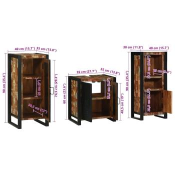 Badezimmermöbel Set 3 pcs Mehrfarbig Massives recyceltes Holz