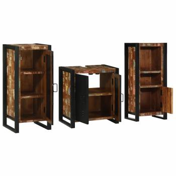 Badezimmermöbel Set 3 pcs Mehrfarbig Massives recyceltes Holz