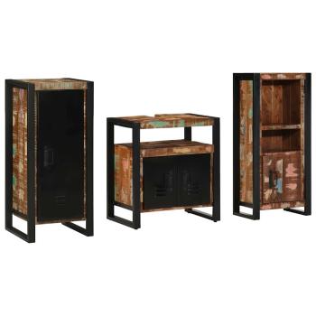 ARDEBO.de - Badezimmermöbel Set 3 pcs Mehrfarbig Massives recyceltes Holz