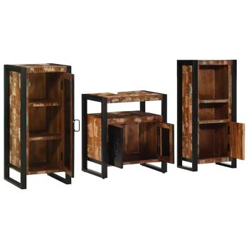 Badezimmermöbel Set 3 pcs Mehrfarbig Massives recyceltes Holz