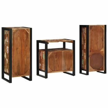 Badezimmermöbel Set 3 pcs Mehrfarbig Massives recyceltes Holz