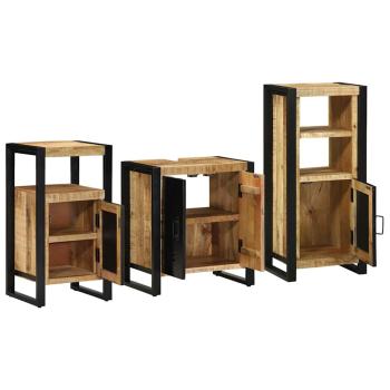 Badezimmermöbel Set mit Regal 3 pcs Braun Massives Mango-Holz
