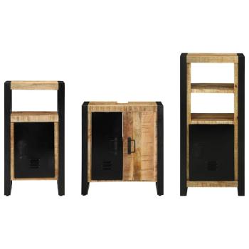 Badezimmermöbel Set mit Regal 3 pcs Braun Massives Mango-Holz