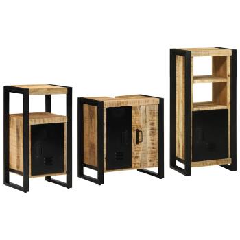 Badezimmermöbel Set mit Regal 3 pcs Braun Massives Mango-Holz