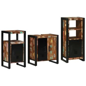 ARDEBO.de - Badezimmermöbel Set 3 pcs Mehrfarbig Massives recyceltes Holz