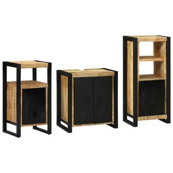 Badezimmermöbel Set mit Regal 3 pcs Braun Massives Mango-Holz