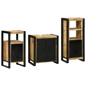 Badezimmermöbel Set mit Regal 3 pcs Braun Massives Mango-Holz