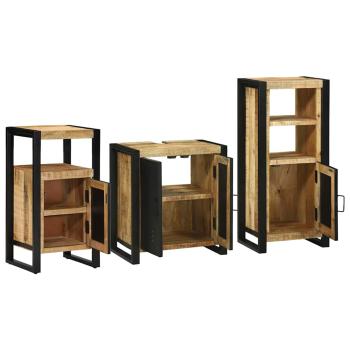 Badezimmermöbel Set mit Regal 3 pcs Braun Massives Mango-Holz