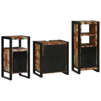 ARDEBO.de - Badezimmermöbel Set 3 pcs Mehrfarbig Massives recyceltes Holz