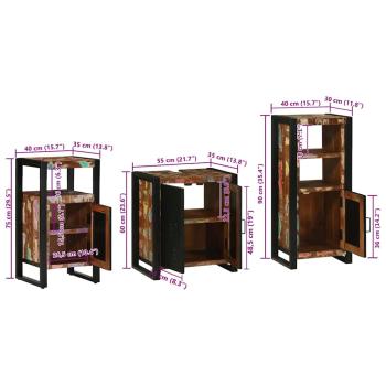 Badezimmermöbel Set 3 pcs Mehrfarbig Massives recyceltes Holz