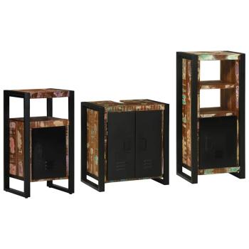 Badezimmermöbel Set 3 pcs Mehrfarbig Massives recyceltes Holz