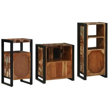Badezimmermöbel Set 3 pcs Mehrfarbig Massives recyceltes Holz
