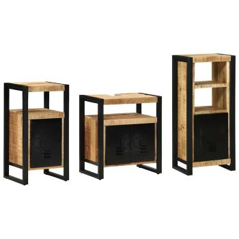 ARDEBO.de - Badezimmermöbel Set mit Regal 3 pcs Braun Massives Mango-Holz