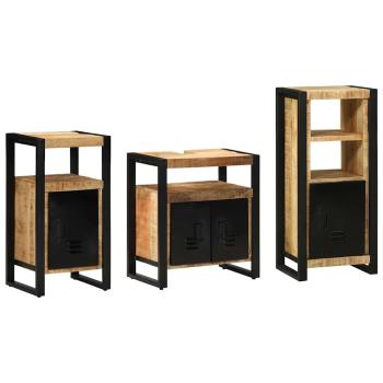 Badezimmermöbel Set mit Regal 3 pcs Braun Massives Mango-Holz