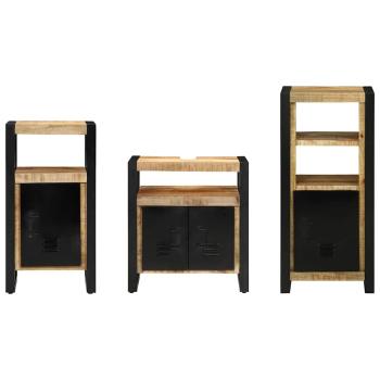 Badezimmermöbel Set mit Regal 3 pcs Braun Massives Mango-Holz