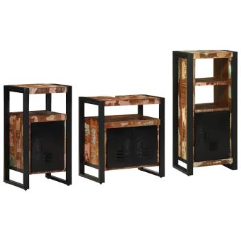 Badezimmermöbel Set 3 pcs Mehrfarbig Massives recyceltes Holz