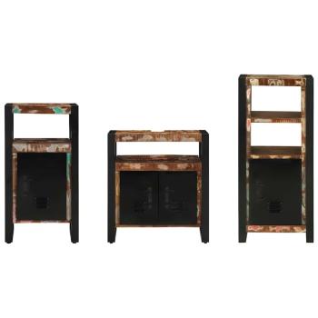 Badezimmermöbel Set 3 pcs Mehrfarbig Massives recyceltes Holz