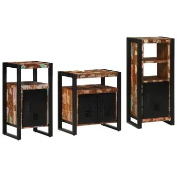 Badezimmermöbel Set 3 pcs Mehrfarbig Massives recyceltes Holz