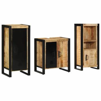 ARDEBO.de - Badezimmermöbel Set mit Regal 3 pcs Braun Massives Mango-Holz