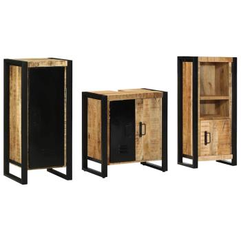 Badezimmermöbel Set mit Regal 3 pcs Braun Massives Mango-Holz