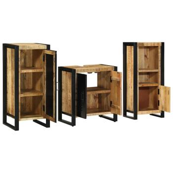 Badezimmermöbel Set mit Regal 3 pcs Braun Massives Mango-Holz