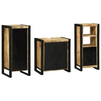 Badezimmermöbel Set mit Regal 3 pcs Braun Massives Mango-Holz