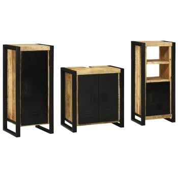 Badezimmermöbel Set mit Regal 3 pcs Braun Massives Mango-Holz