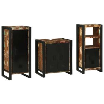 Badezimmermöbel Set 3 pcs Mehrfarbig Massives recyceltes Holz