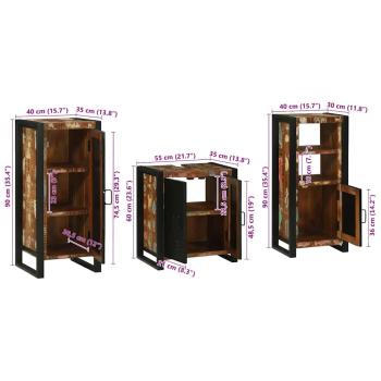Badezimmermöbel Set 3 pcs Mehrfarbig Massives recyceltes Holz