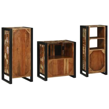 Badezimmermöbel Set 3 pcs Mehrfarbig Massives recyceltes Holz