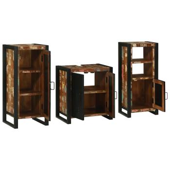 Badezimmermöbel Set 3 pcs Mehrfarbig Massives recyceltes Holz