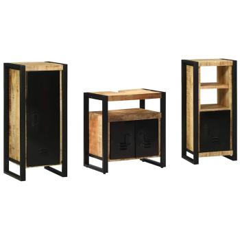 ARDEBO.de - Badezimmermöbel Set mit Regal 3 pcs Braun Massives Mango-Holz