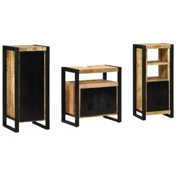 ARDEBO.de - Badezimmermöbel Set mit Regal 3 pcs Braun Massives Mango-Holz