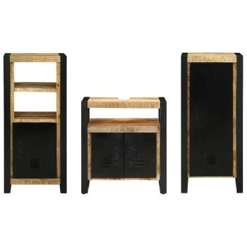 Badezimmermöbel Set mit Regal 3 pcs Braun Massives Mango-Holz
