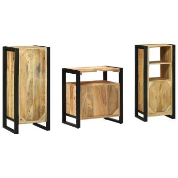 Badezimmermöbel Set mit Regal 3 pcs Braun Massives Mango-Holz