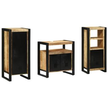 Badezimmermöbel Set mit Regal 3 pcs Braun Massives Mango-Holz