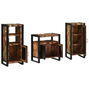 Badezimmermöbel Set 3 pcs Mehrfarbig Massives recyceltes Holz