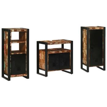 Badezimmermöbel Set 3 pcs Mehrfarbig Massives recyceltes Holz