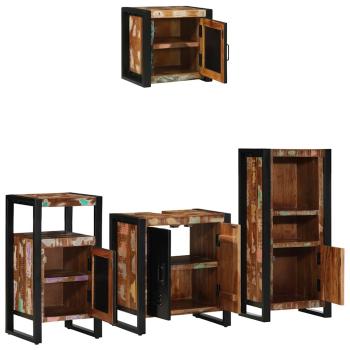 Badezimmermöbel Set 4 pcs Mehrfarbig Massives recyceltes Holz