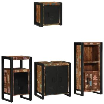 Badezimmermöbel Set 4 pcs Mehrfarbig Massives recyceltes Holz