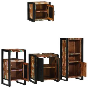 Badezimmermöbel Set 4 pcs Mehrfarbig Massives recyceltes Holz