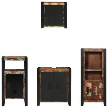 Badezimmermöbel Set 4 pcs Mehrfarbig Massives recyceltes Holz