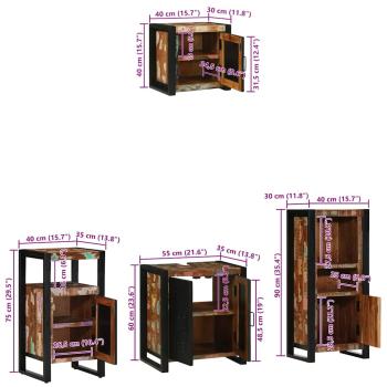 Badezimmermöbel Set 4 pcs Mehrfarbig Massives recyceltes Holz