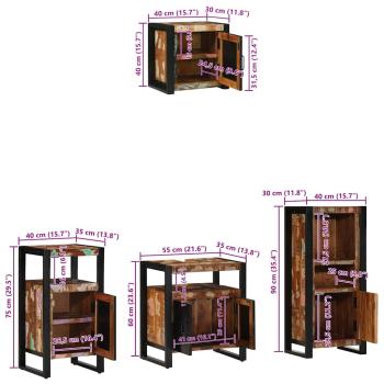 Badezimmermöbel Set 4 pcs Mehrfarbig Massives recyceltes Holz