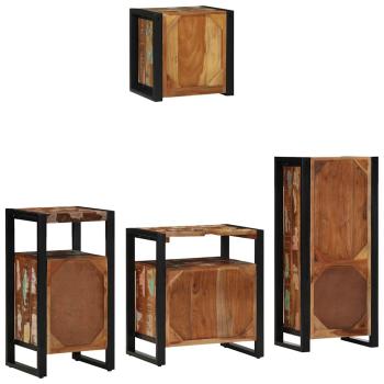 Badezimmermöbel Set 4 pcs Mehrfarbig Massives recyceltes Holz