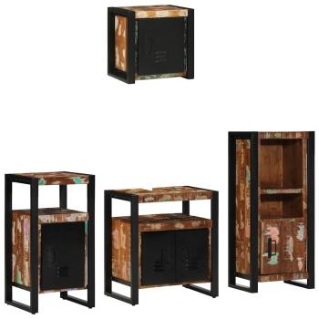 Badezimmermöbel Set 4 pcs Mehrfarbig Massives recyceltes Holz