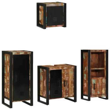 Badezimmermöbel Set 4 pcs Mehrfarbig Massives recyceltes Holz
