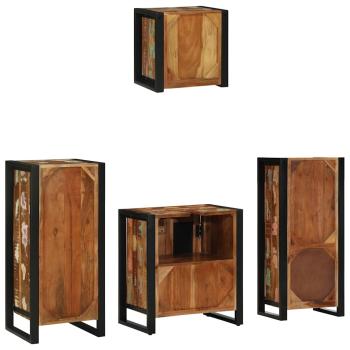 Badezimmermöbel Set 4 pcs Mehrfarbig Massives recyceltes Holz