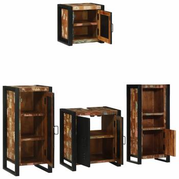 Badezimmermöbel Set 4 pcs Mehrfarbig Massives recyceltes Holz