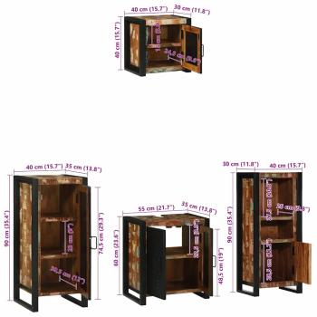 Badezimmermöbel Set 4 pcs Mehrfarbig Massives recyceltes Holz